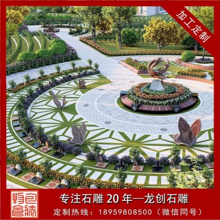 中式家族石雕墓地定制 一体化花岗岩石雕墓套全套构件 大型石雕墓雕刻