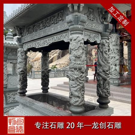 石雕香炉 寺庙祠堂祭祀用青石香炉