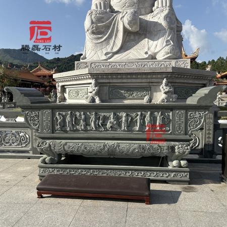 石雕供桌定制 寺庙祠堂石神台 青石浮雕供桌古建祭祀石案加工